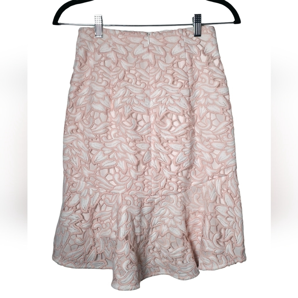 Club Monaco Blush Lace Mini Skirt Floral Embroidered High Waist Size 00 - Picture 5 of 9